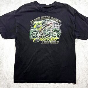 2015 Sturgis Black Hills Biker Rally 75 Years Men's L/XL Hot Leathers T-Shirt
